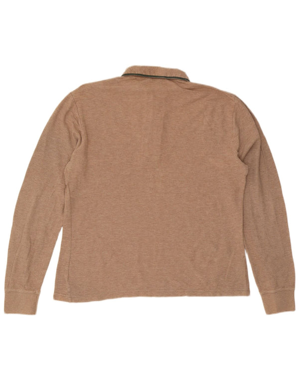 Penguin Mens Heritage Long Sleeve Slim Fit Polo Shirt Medium Beige Cotton