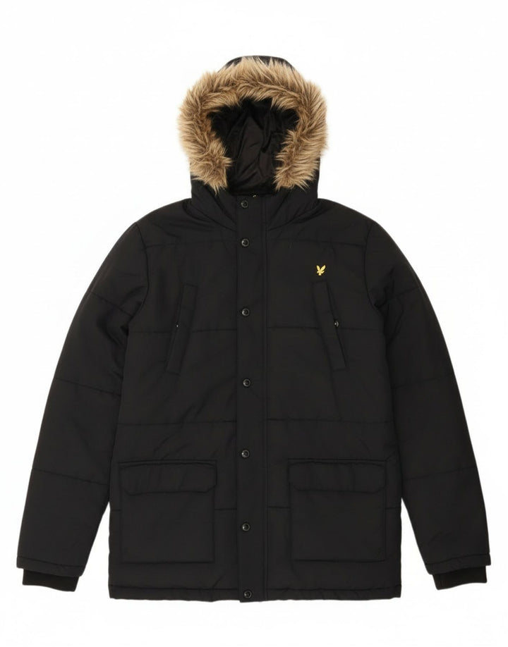 Jaqueta acolchoada com capuz para meninos Lyle & Scott 14-15 anos poliamida preta