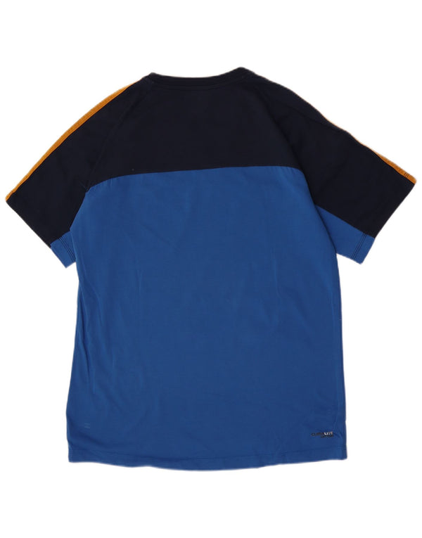 Camiseta masculina Adidas regular de manga curta Top médio azul colorblock algodão
