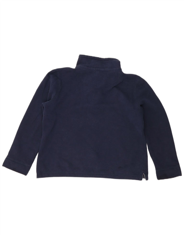 CREW CLOTHING Suéter feminino com gola redonda e botão Reino Unido 16 grande azul marinho