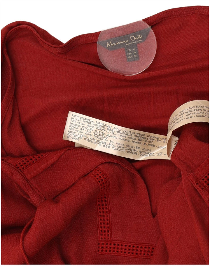 Túnica feminina Massimo Dutti manga 3/4 Reino Unido 14 viscose média Borgonha