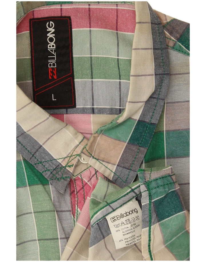 Camisa masculina Billabong de manga curta grande algodão xadrez multicolorido