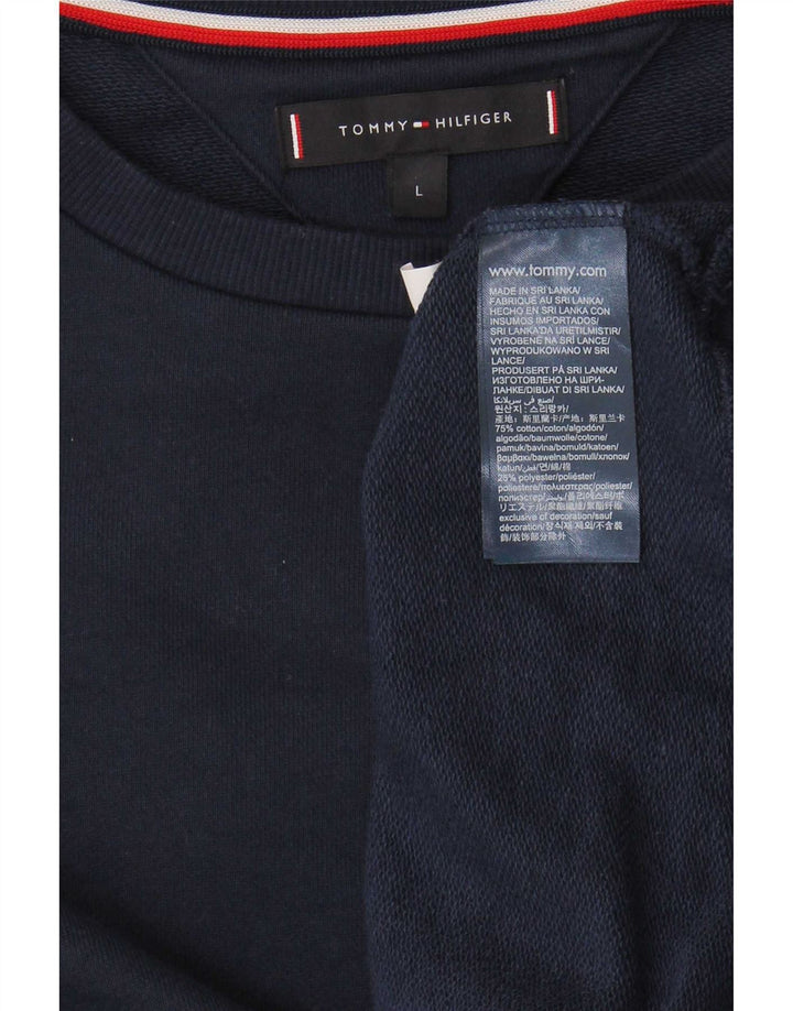Tommy Hilfiger moletom gráfico masculino jumper grande algodão azul marinho