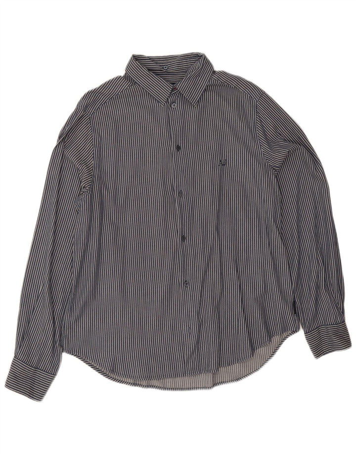 Camisa masculina Armani Jeans 3XL algodão listrado azul marinho