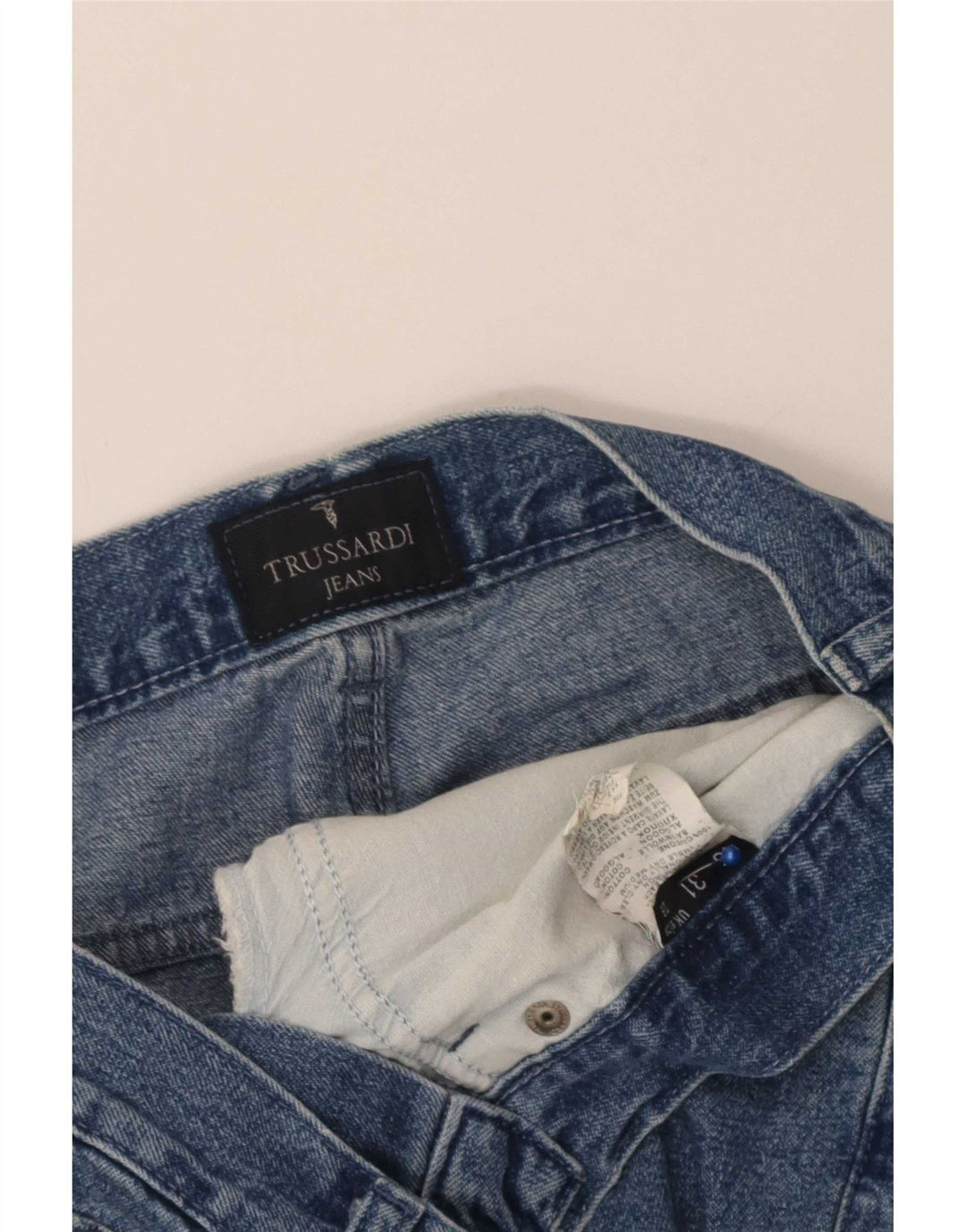 Jeans retos femininos Trussardi W29 L33 algodão azul