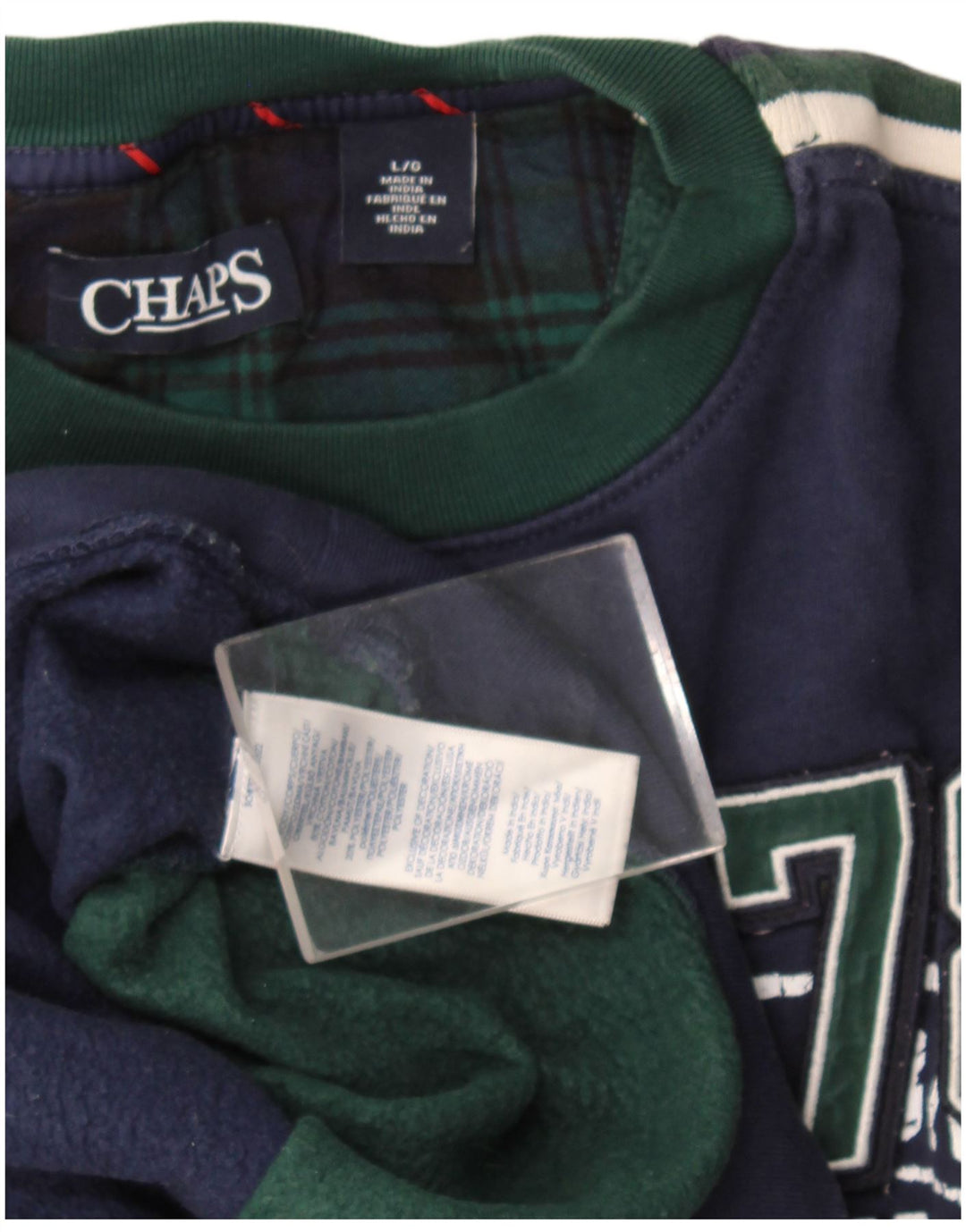 Moletom gráfico masculino Chaps Jumper grande algodão colorblock azul marinho