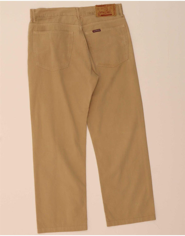 Calça masculina reta casual CARRERA W33 L26 algodão bege