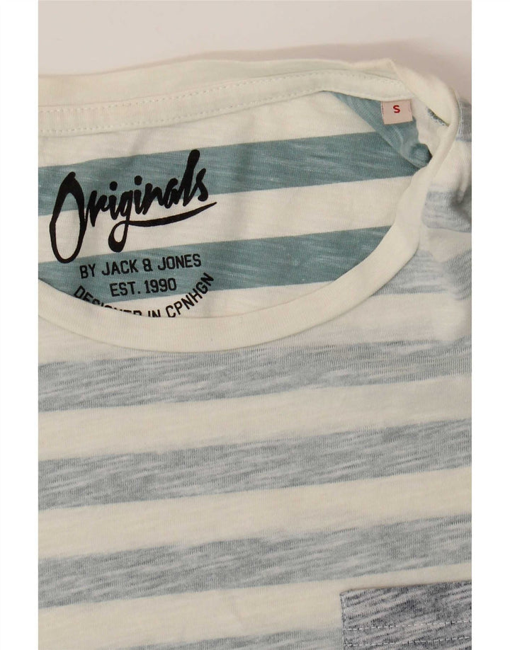 Camiseta masculina Jack & Jones pequena listrada azul