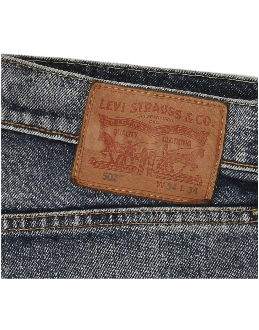 Shorts jeans masculino 502 da Levi's W34 grande azul algodão