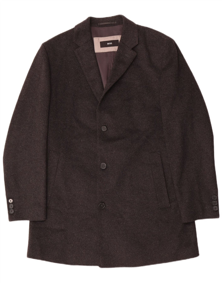 Sobretudo masculino Hugo Boss EU 54 2XL lã cinza