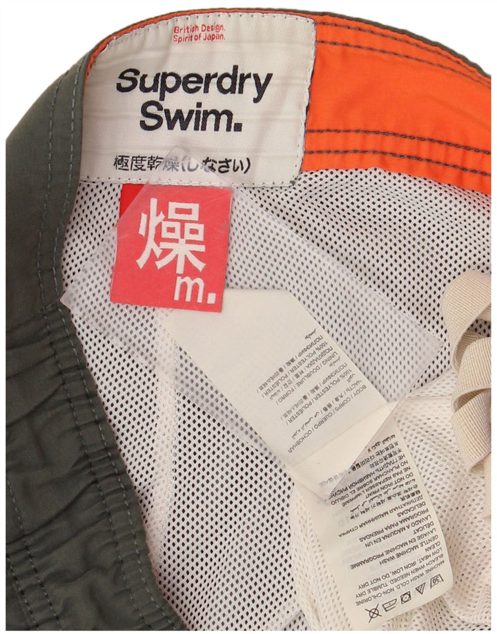 Shorts de natação masculinos Superdry Graphic médio cáqui poliéster