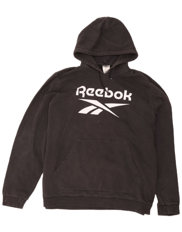 Reebok Mens Graphic Hoodie Jumper 2XL Algodão Preto