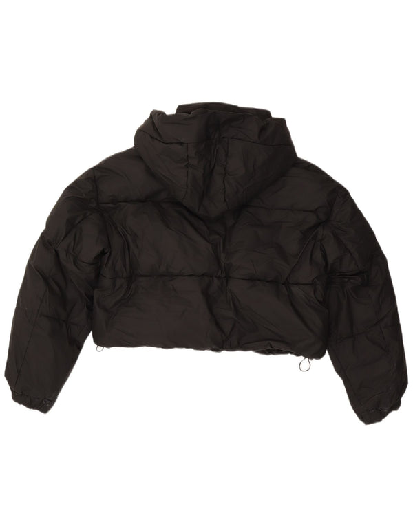 Zara Womens Crop Hooded Loose Fit Jaqueta Acolchoada Reino Unido 14 Médio Preto