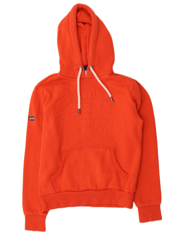 Suéter com capuz gráfico masculino Superdry pequeno algodão laranja