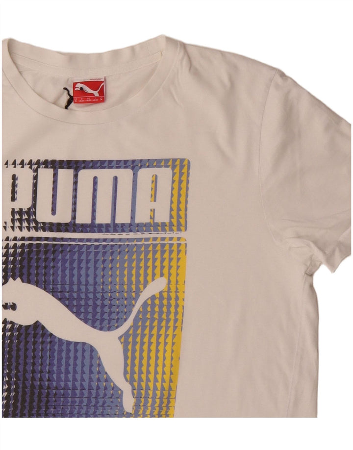 Puma Mens Graphic T-Shirt Top Médio Algodão Branco