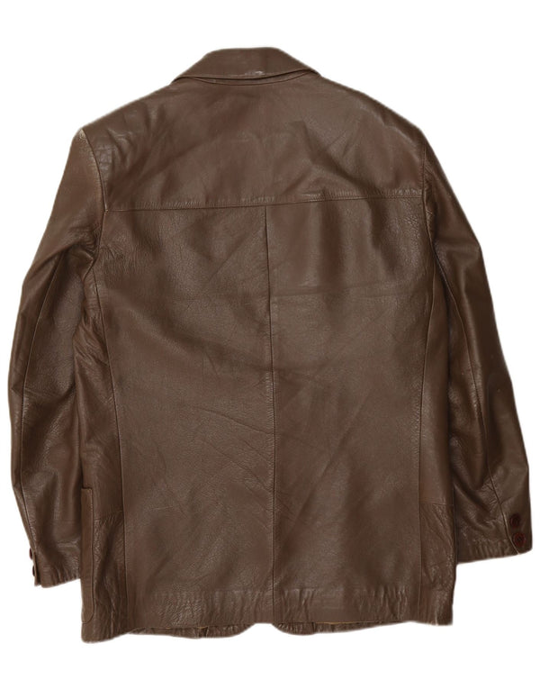 Jaqueta Blazer Masculina de Couro com 2 Botões Anfor IT 48 Marrom Médio