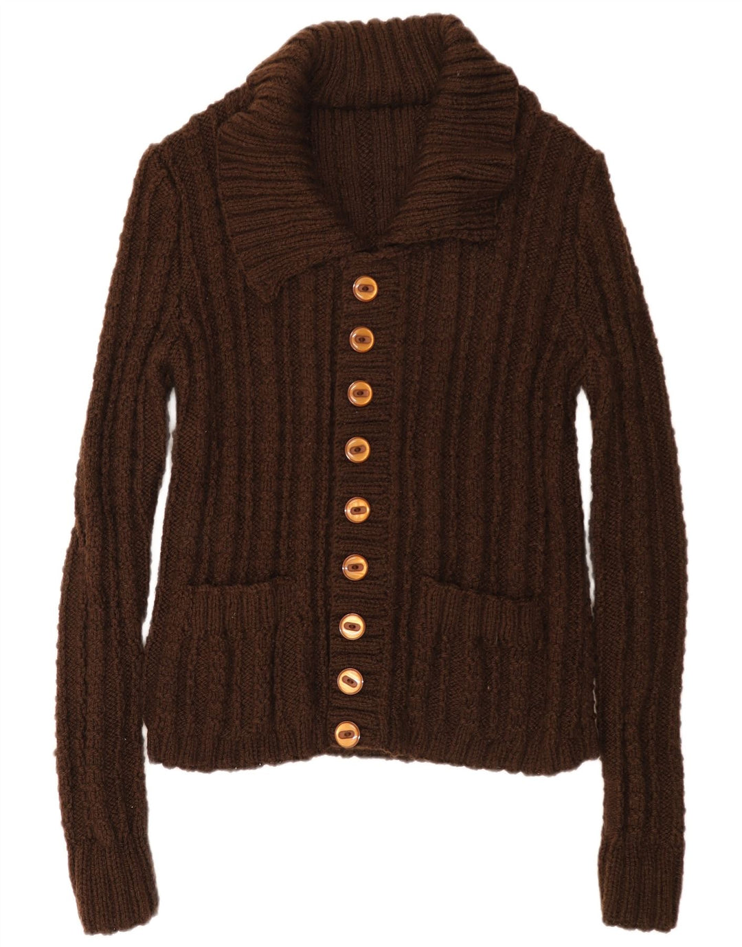 Suéter cardigã feminino vintage UK 18 XL marrom