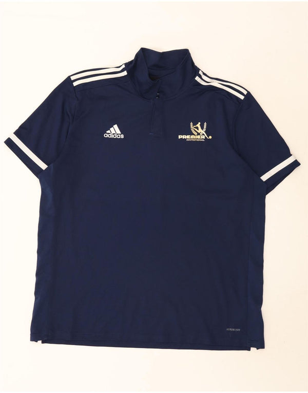 Camisa polo masculina Adidas Aeroready Graphic 2XL azul marinho bloco colorido