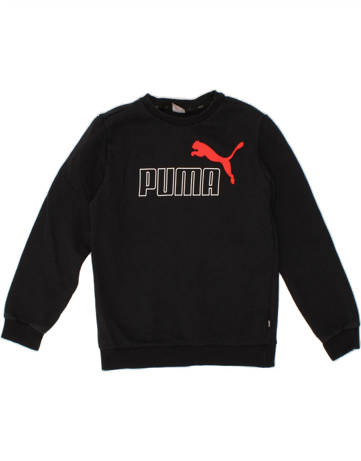 PUMA Boys Graphic Sweatshirt Jumper 13-14 Years  Black Cotton Vintage Puma and Second-Hand Puma from Messina Hembry 