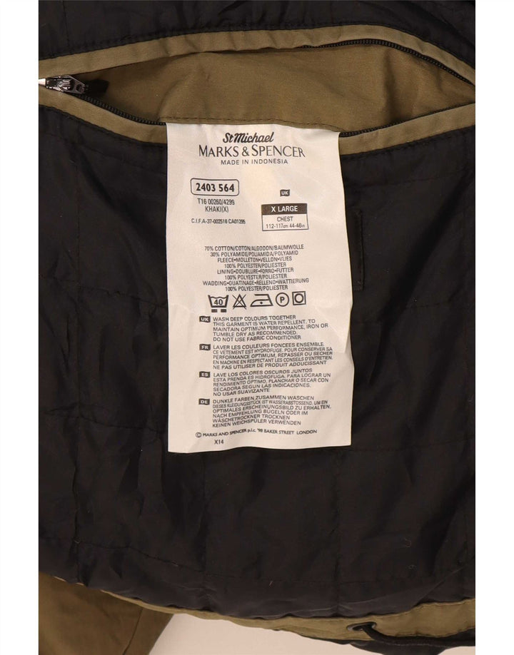 Jaqueta corta-vento masculina Marks & Spencer Reino Unido 44/46 XL algodão cáqui