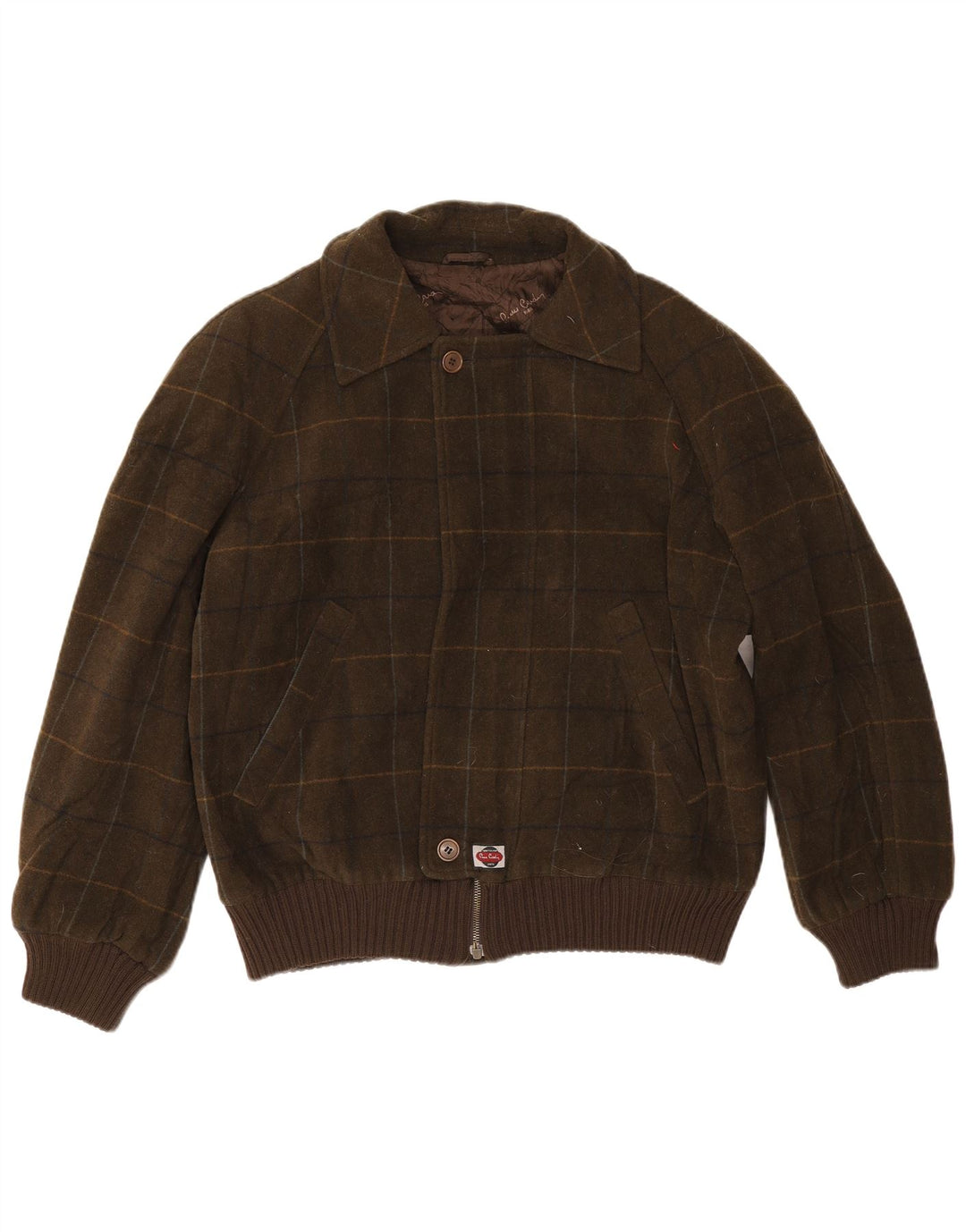 Jaqueta bomber masculina Pierre Cardin UK 42 XL cáqui xadrez