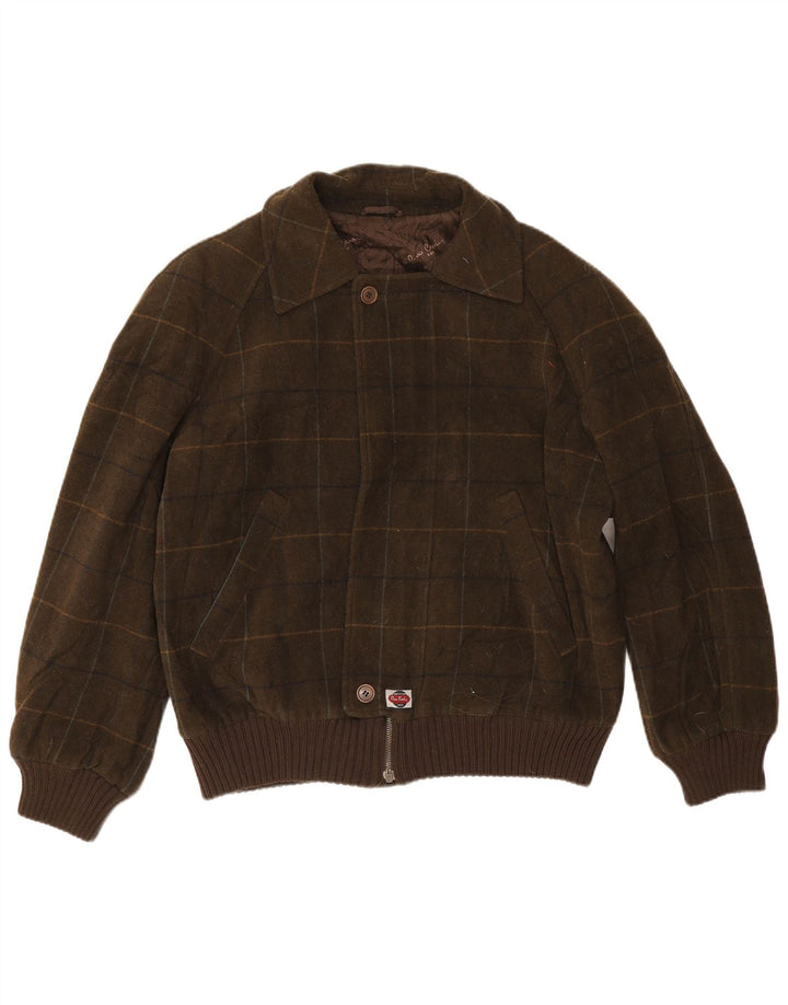 Jaqueta bomber masculina Pierre Cardin UK 42 XL cáqui xadrez