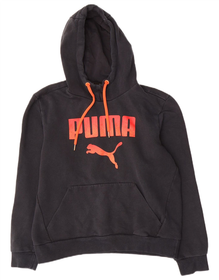 Puma masculino gráfico moletom com capuz médio algodão preto