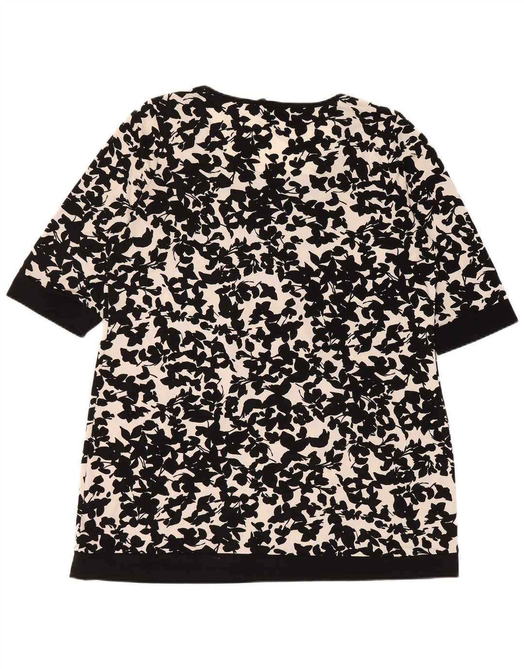 Blusa feminina MARKS & SPENCER UK 16 grande poliéster floral preto