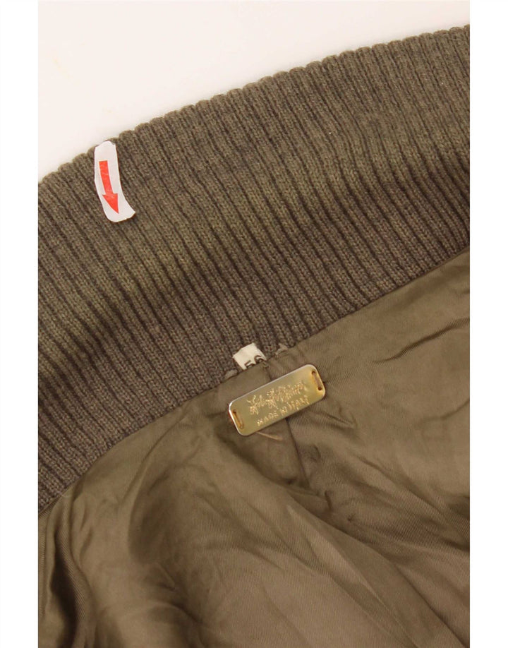 Jaqueta masculina vintage de camurça bomber UK 38 bege médio