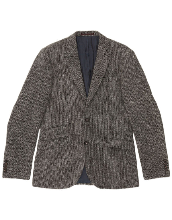 Próximo Jaqueta Blazer Masculina com 2 Botões UK 38 Cinza Médio Chevron
