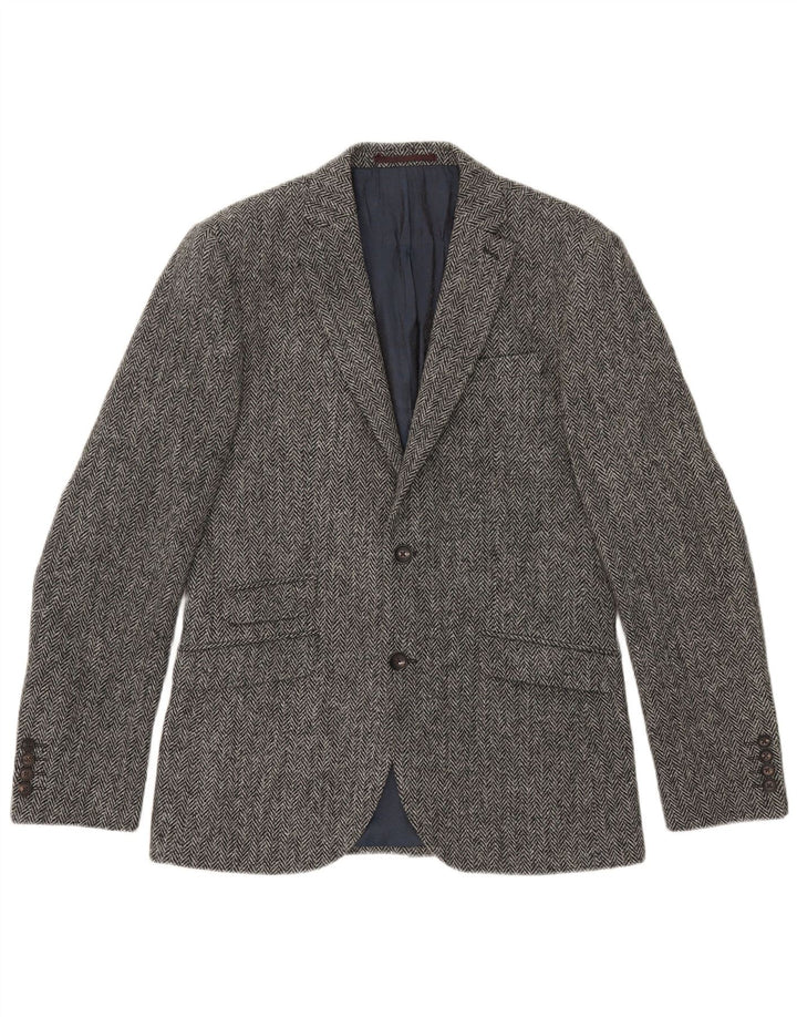Próximo Jaqueta Blazer Masculina com 2 Botões UK 38 Cinza Médio Chevron