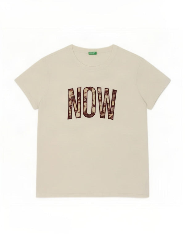 Camiseta masculina gráfica Benetton Top médio algodão branco