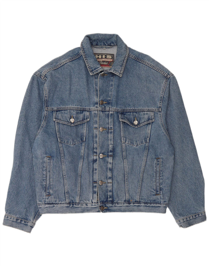 Jaqueta jeans masculina Henry I Siegel H.I.S Reino Unido 40 grande algodão azul