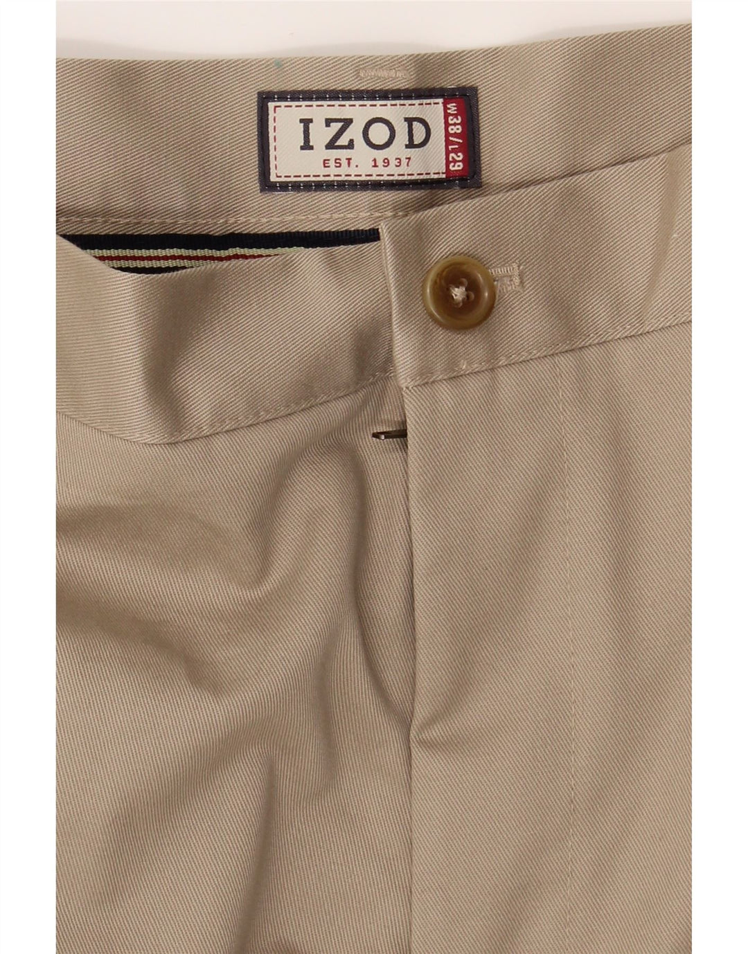 IZOD Mens Straight Chino Trousers W38 L29 Beige Cotton Vintage Izod and Second-Hand Izod from Messina Hembry 