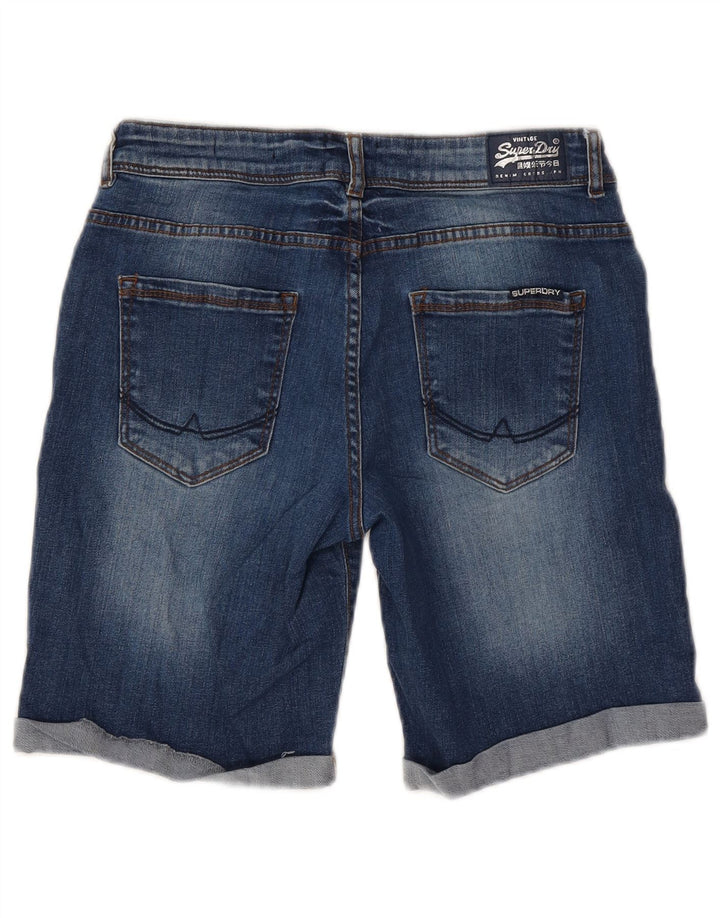 Shorts jeans feminino SUPERDRY W30 algodão azul médio