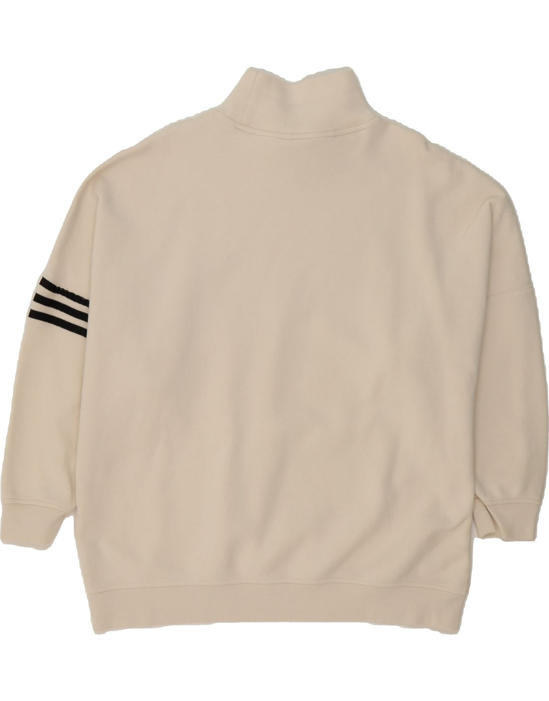 ADIDAS Womens Oversized Sweatshirt Jumper UK 18 XL Off White Cotton Vintage Adidas and Second-Hand Adidas from Messina Hembry 