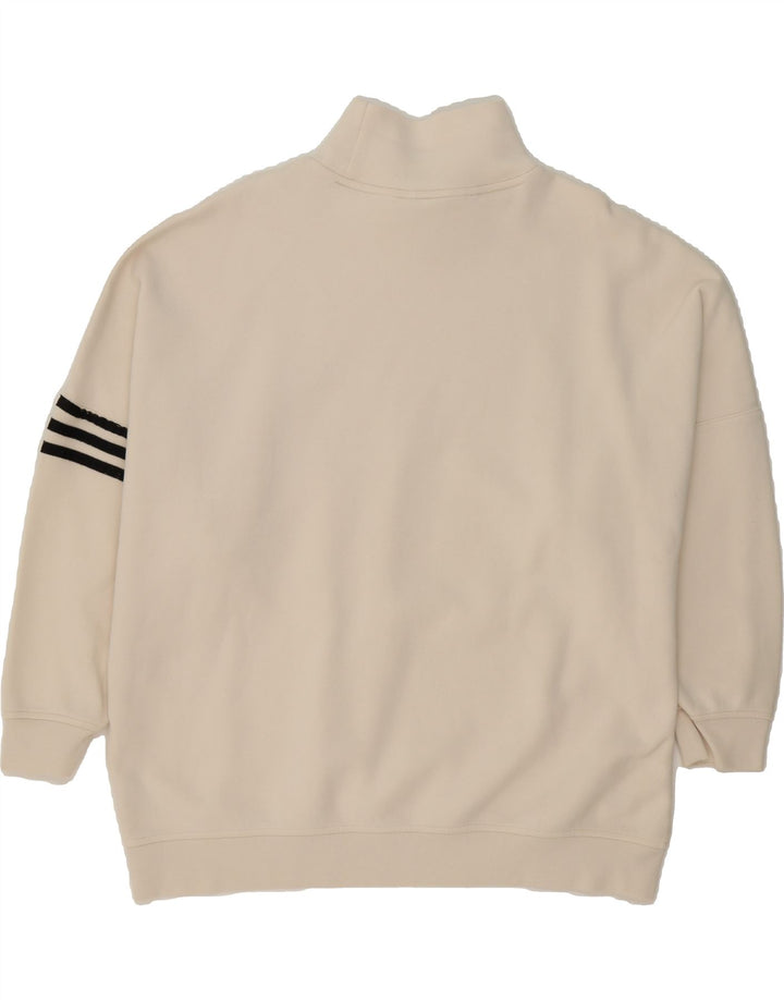 ADIDAS Womens Oversized Sweatshirt Jumper UK 18 XL Off White Cotton Vintage Adidas and Second-Hand Adidas from Messina Hembry 