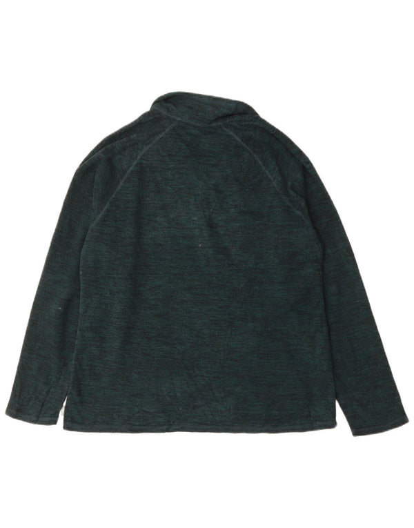 Jumper de lã feminino Eddie Bauer com zíper e gola UK 16 grande verde manchado