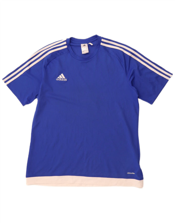 ADIDAS Mens Climalite Camiseta Top Grande Azul Poliéster