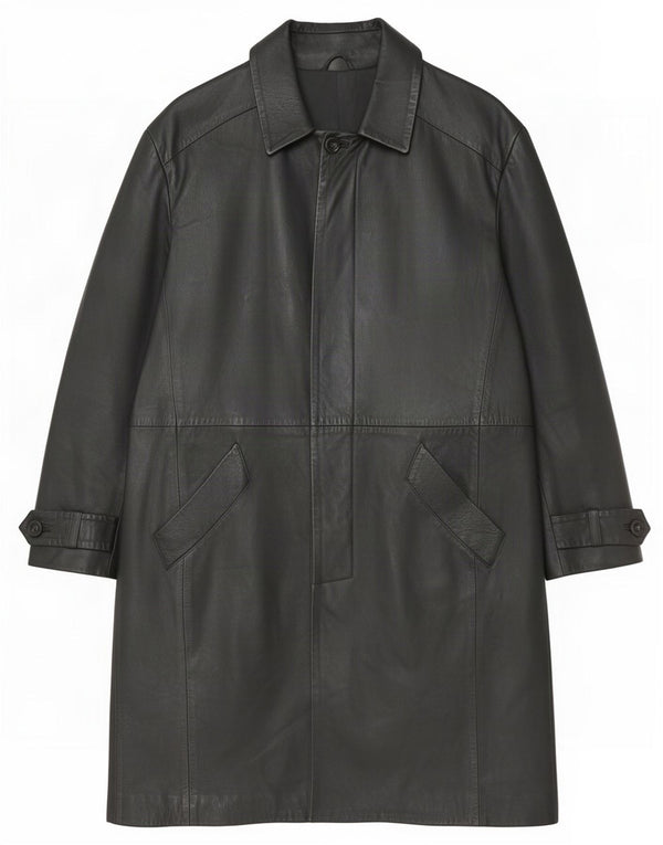 Casaco de couro masculino vintage UK 42 XL preto