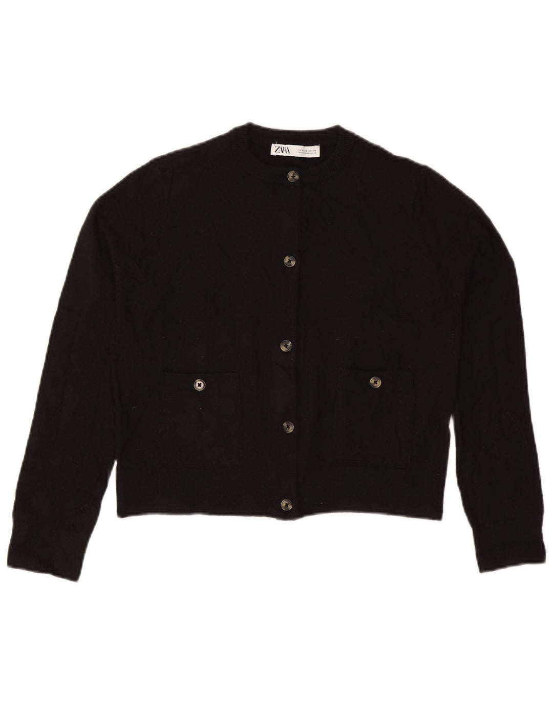 Zara Suéter Cardigan Crop Feminino Reino Unido 10 Pequeno Preto