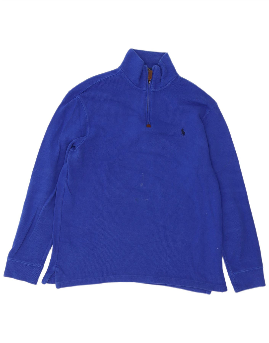 Suéter masculino Polo Ralph Lauren com gola e zíper azul médio