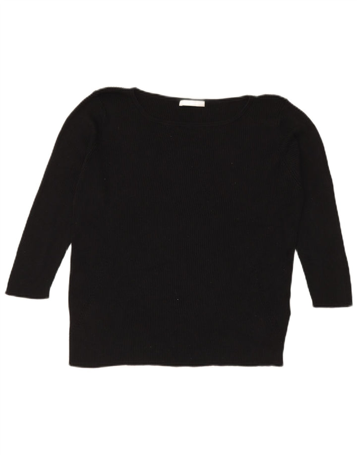 Top feminino Marks & Spencer manga 3/4 UK 18 XL seda preta