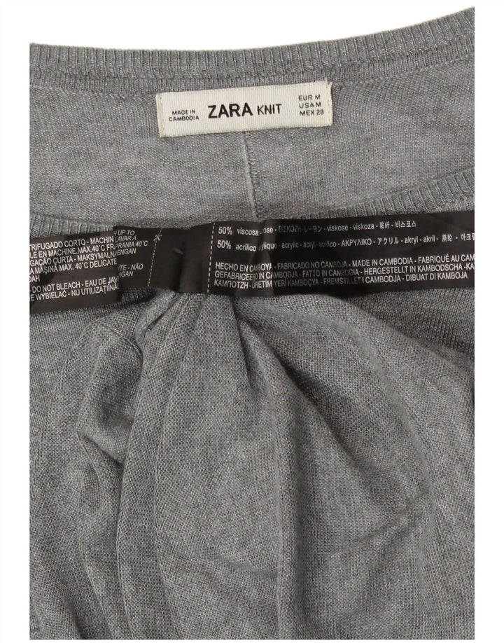 Suéter feminino Zara com gola canoa UK 14 Viscose cinza médio
