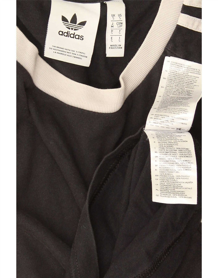 Adidas Mens Camiseta Top Pequeno Algodão Preto