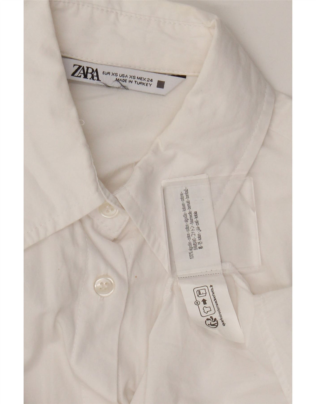 Camisa oversized feminina Zara UK 6 XS algodão branco