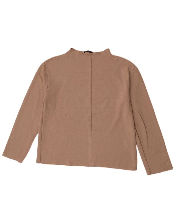 Top feminino Zara manga comprida UK 14 algodão cinza médio