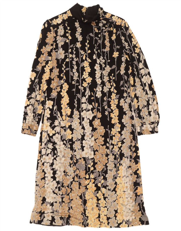 Vestido maxi feminino Kio Jersey manga comprida EU 38 médio preto floral