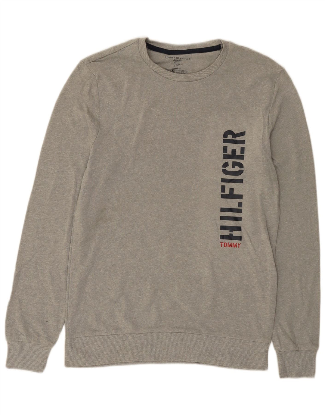 TOMMY HILFIGER Suéter gráfico masculino pequeno algodão cinza