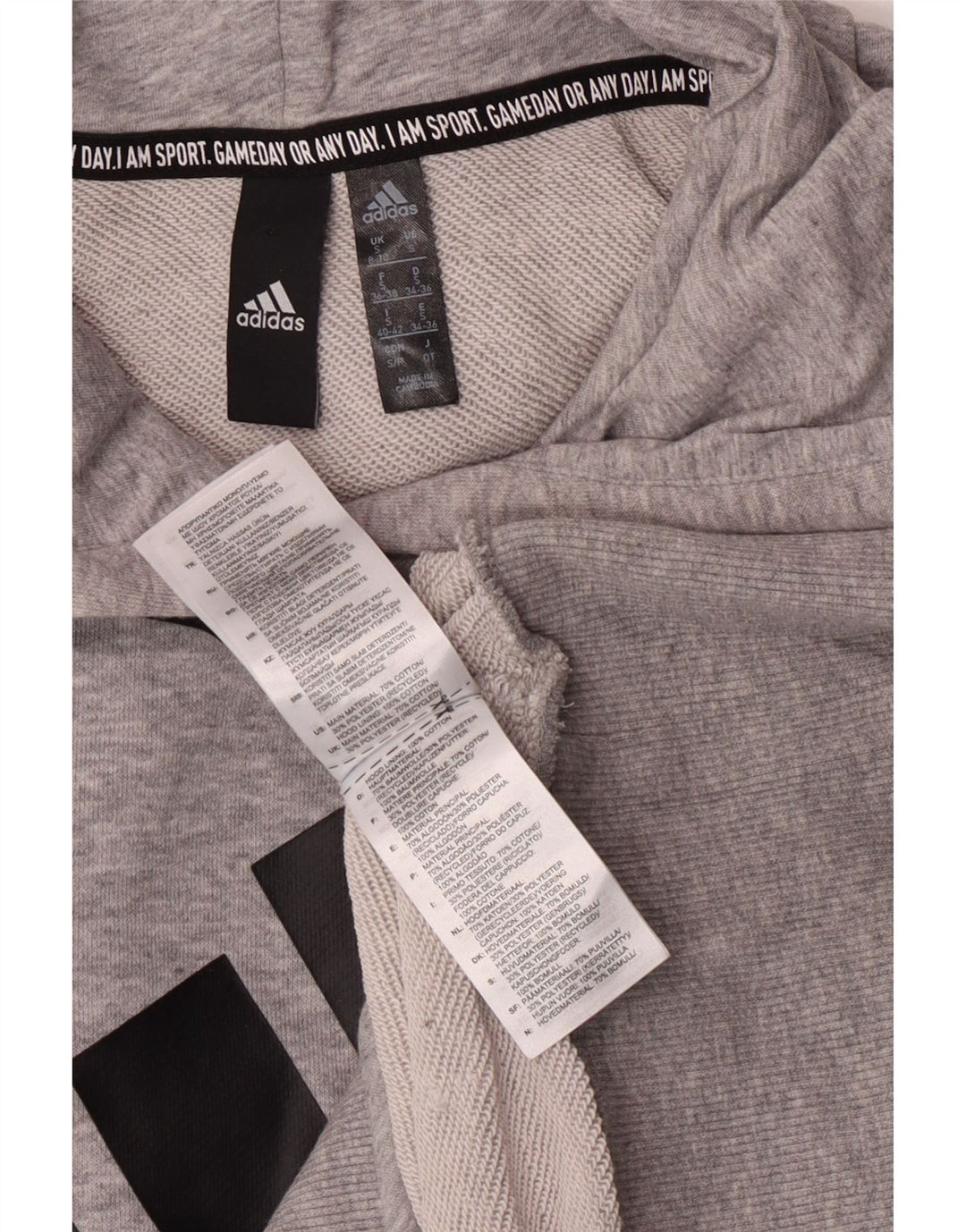 Adidas feminino gráfico moletom jumper reino unido 8/10 pequeno cinza manchado